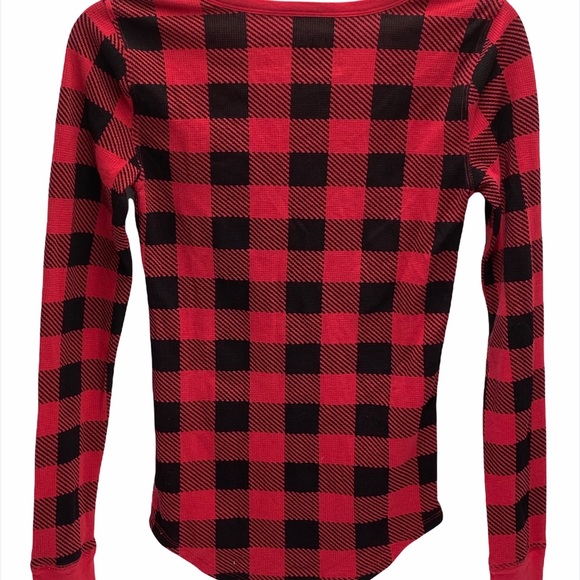 Pink Victoria’s Secret pajama top red and black plaid size X small 4 buttons - Picture 3 of 9